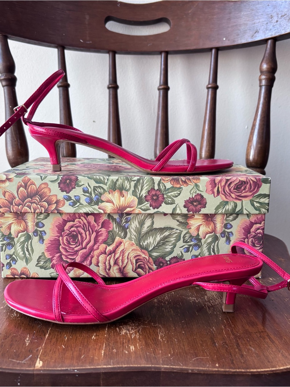 Mango Women’s RedStrappy Kitten Heel Sandals 6.5 - Picture 2 of 7